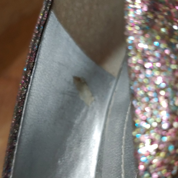 Guess Pink Rainbow Glitter Peep Hole Heels 7M - Picture 13 of 14